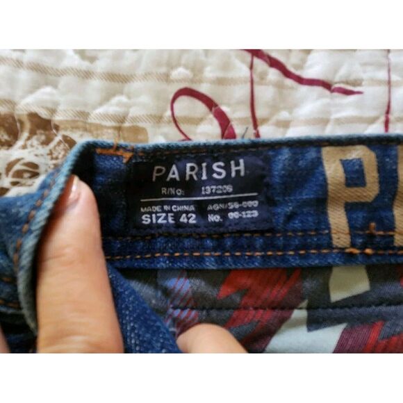 Parish Mens Blue Straight Leg Denim Jeans‎ Size 42x32 - Picture 8 of 12